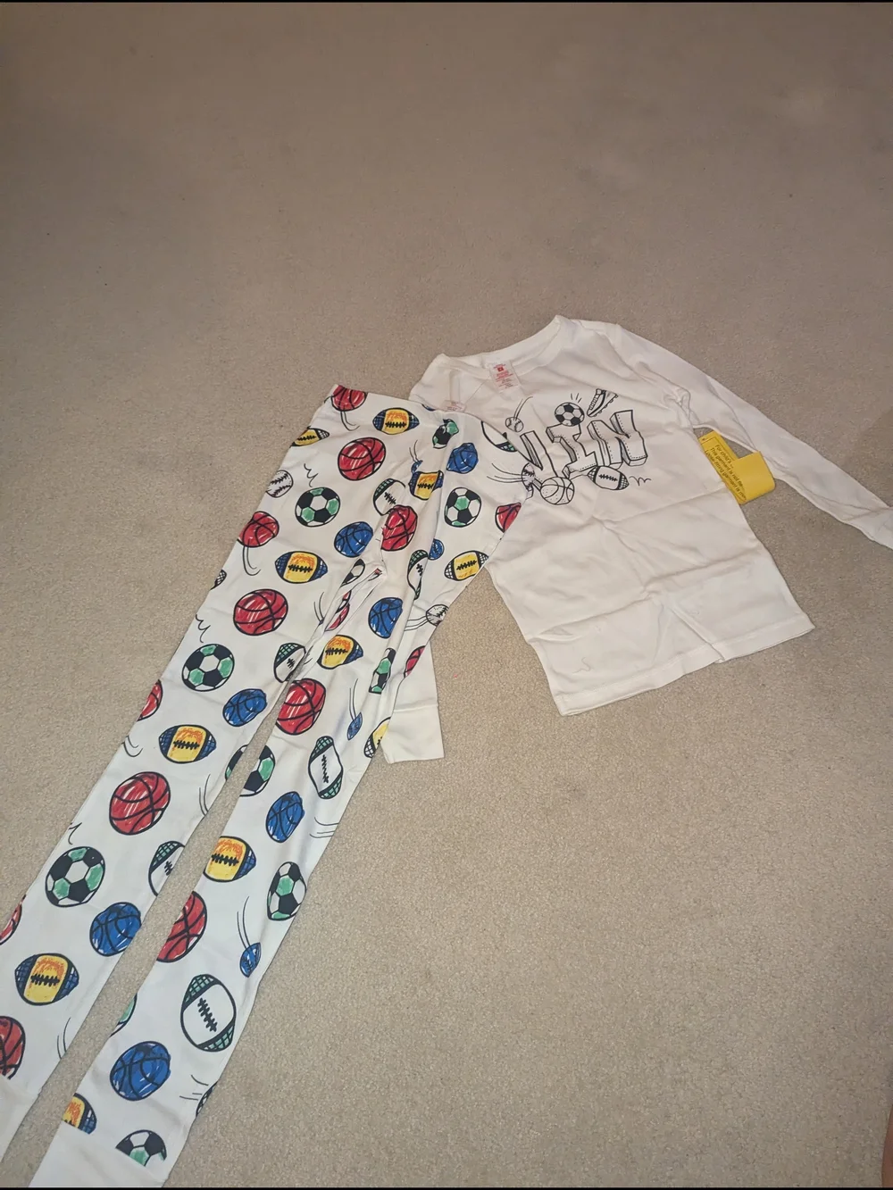 Nwt Kids White Sports Print Pajama Set